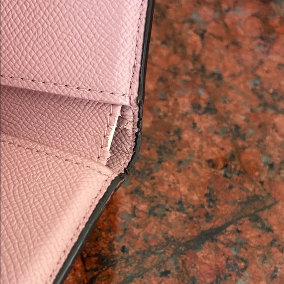 Coach Light Pink Pebbled Leather Compact Wallet - Picture 9 of 10